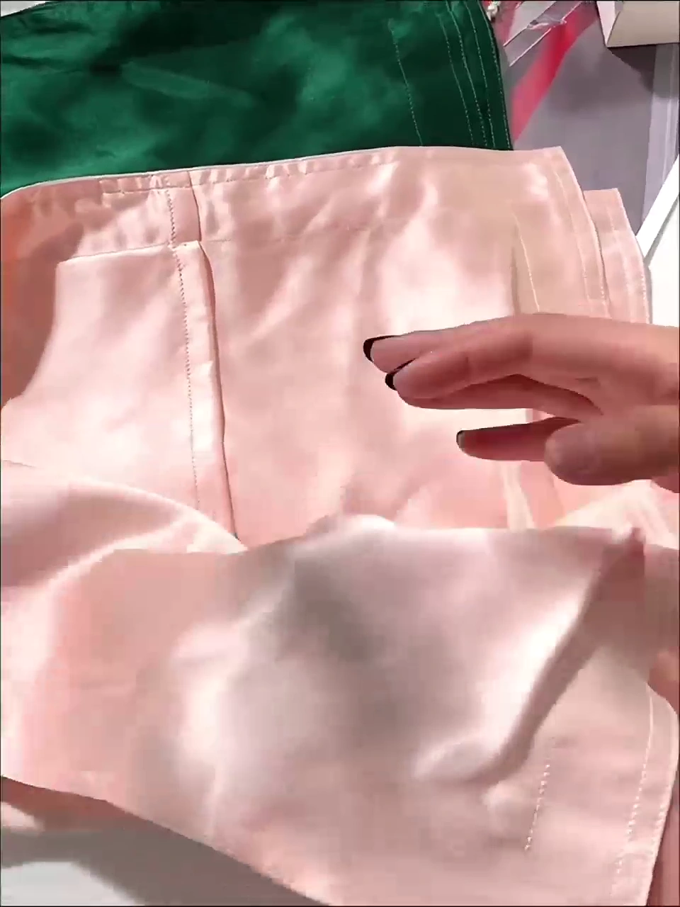 Real pink silk pillowcase showing opening and inner construction