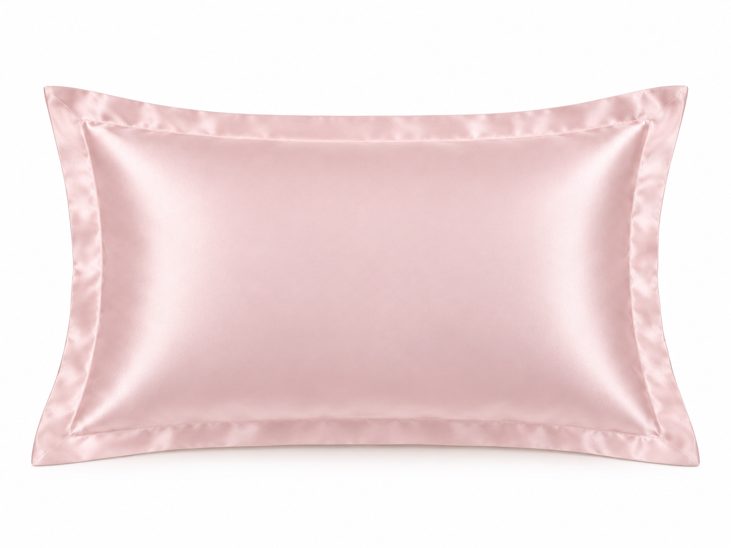 Design direction of a pale blush framed-edge silk pillowcase